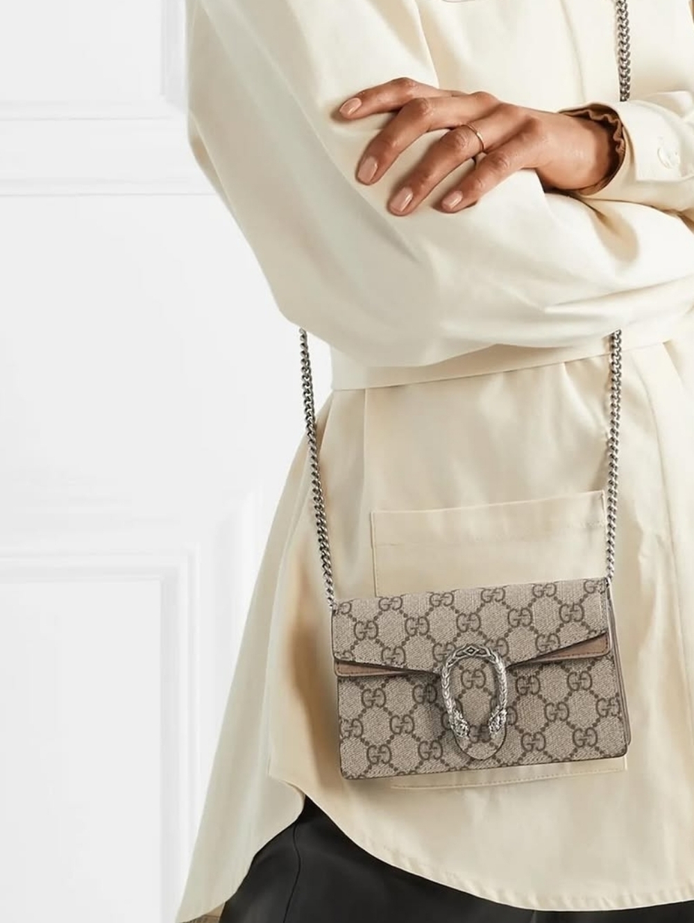 Like NEW! Gucci Dionysus GG Supreme Super Mini Bag Beige w/Taupe Suede Trim - Picture 6 of 16